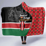 Afro Jamhuri ya Kenya Hooded Blanket One People One Nation Massai Shuka Pattern - African Pride