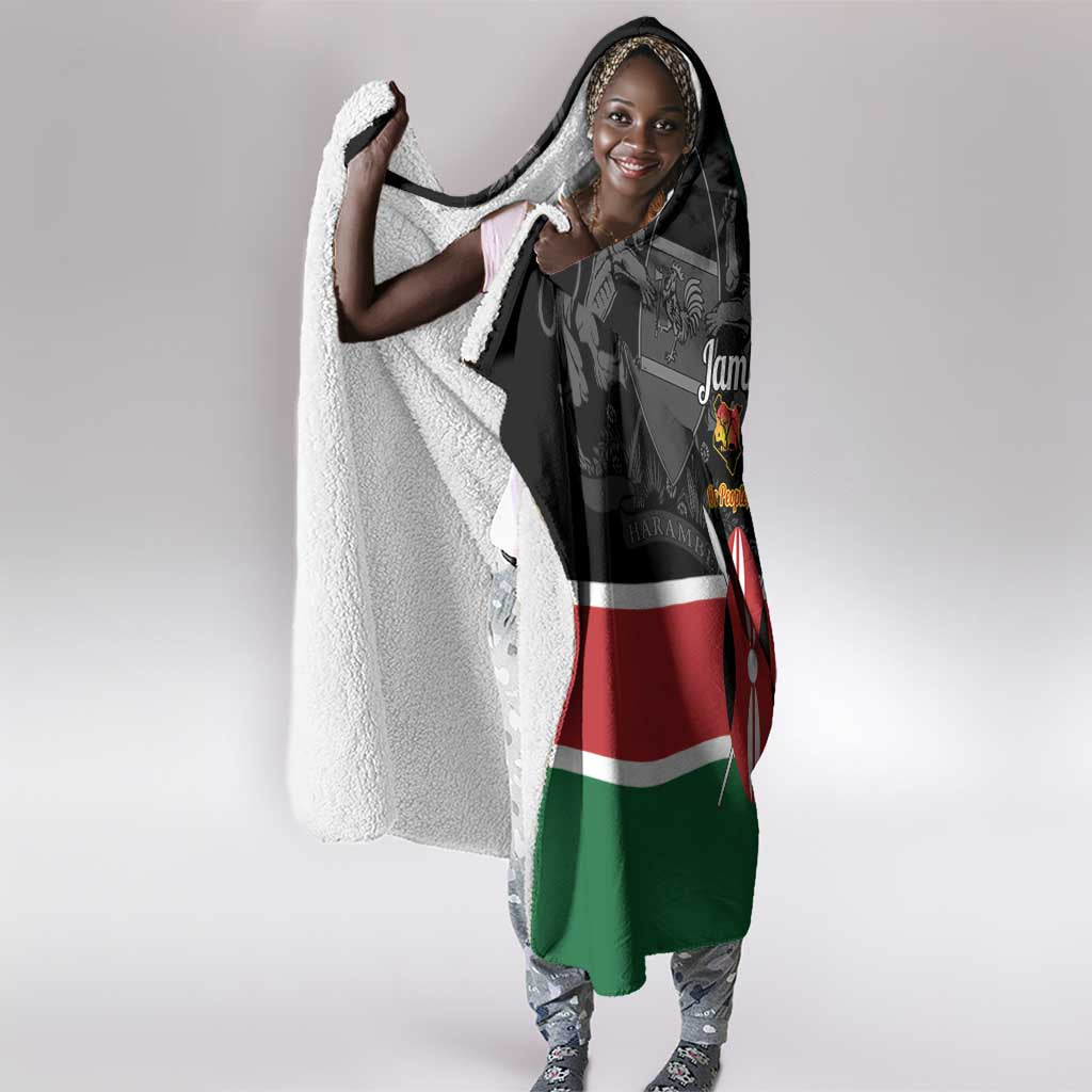 Afro Jamhuri ya Kenya Hooded Blanket One People One Nation Massai Shuka Pattern - African Pride