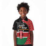 Afro Jamhuri ya Kenya Kid Polo Shirt One People One Nation Massai Shuka Pattern LT14
