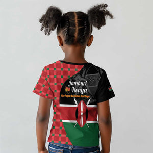 Afro Jamhuri ya Kenya Kid T shirt One People One Nation Massai Shuka Pattern LT14
