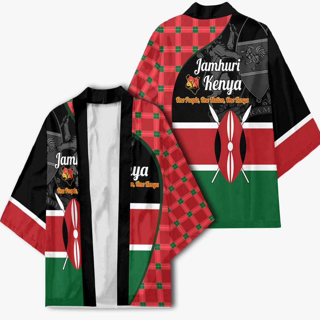 Kenya Jamhuri Day Kimono One People One Nation Massai Shuka Pattern