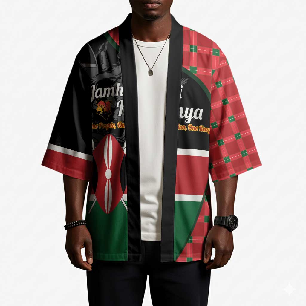 Kenya Jamhuri Day Kimono One People One Nation Massai Shuka Pattern