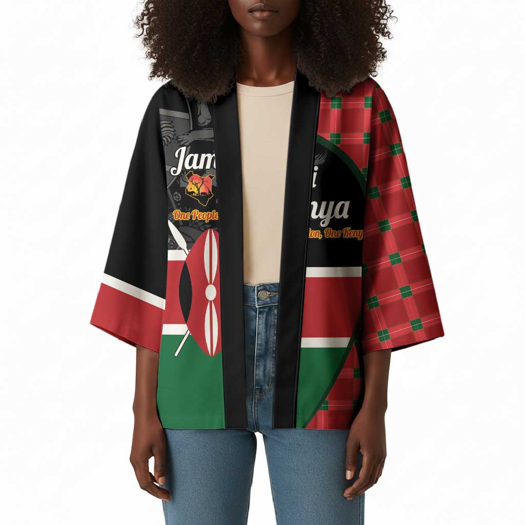 Kenya Jamhuri Day Kimono One People One Nation Massai Shuka Pattern