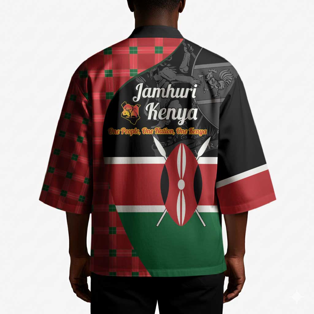 Kenya Jamhuri Day Kimono One People One Nation Massai Shuka Pattern