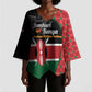 Kenya Jamhuri Day Kimono Sleeve Blouse One People One Nation Massai Shuka Pattern