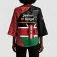 Kenya Jamhuri Day Kimono Sleeve Blouse One People One Nation Massai Shuka Pattern