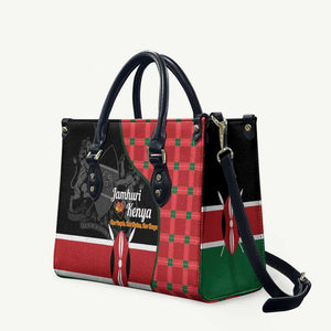 Kenya Jamhuri Day Leather Bag One People One Nation Massai Shuka Pattern