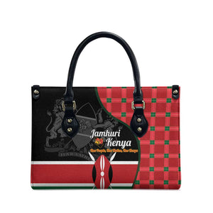 Kenya Jamhuri Day Leather Bag One People One Nation Massai Shuka Pattern