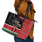 Afro Jamhuri ya Kenya Leather Tote Bag One People One Nation Massai Shuka Pattern - African Pride