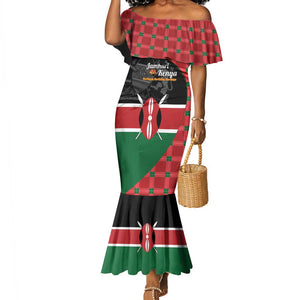 Afro Jamhuri ya Kenya Mermaid Dress One People One Nation Massai Shuka Pattern LT14
