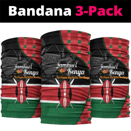 Afro Jamhuri ya Kenya Neck Gaiter One People One Nation Massai Shuka Pattern - African Pride