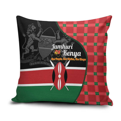 Kenya Jamhuri Day Pillow Cover One People One Nation Massai Shuka Pattern
