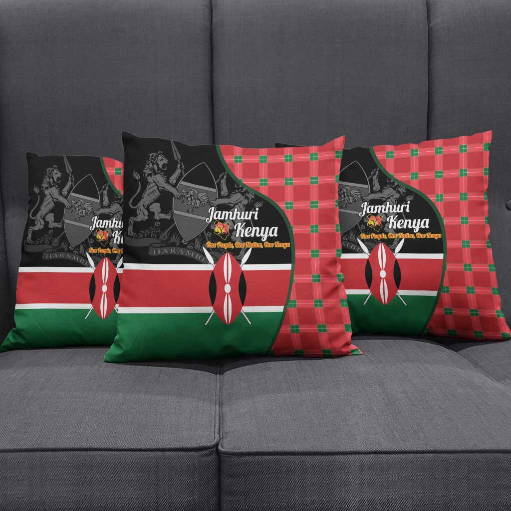 Kenya Jamhuri Day Pillow Cover One People One Nation Massai Shuka Pattern