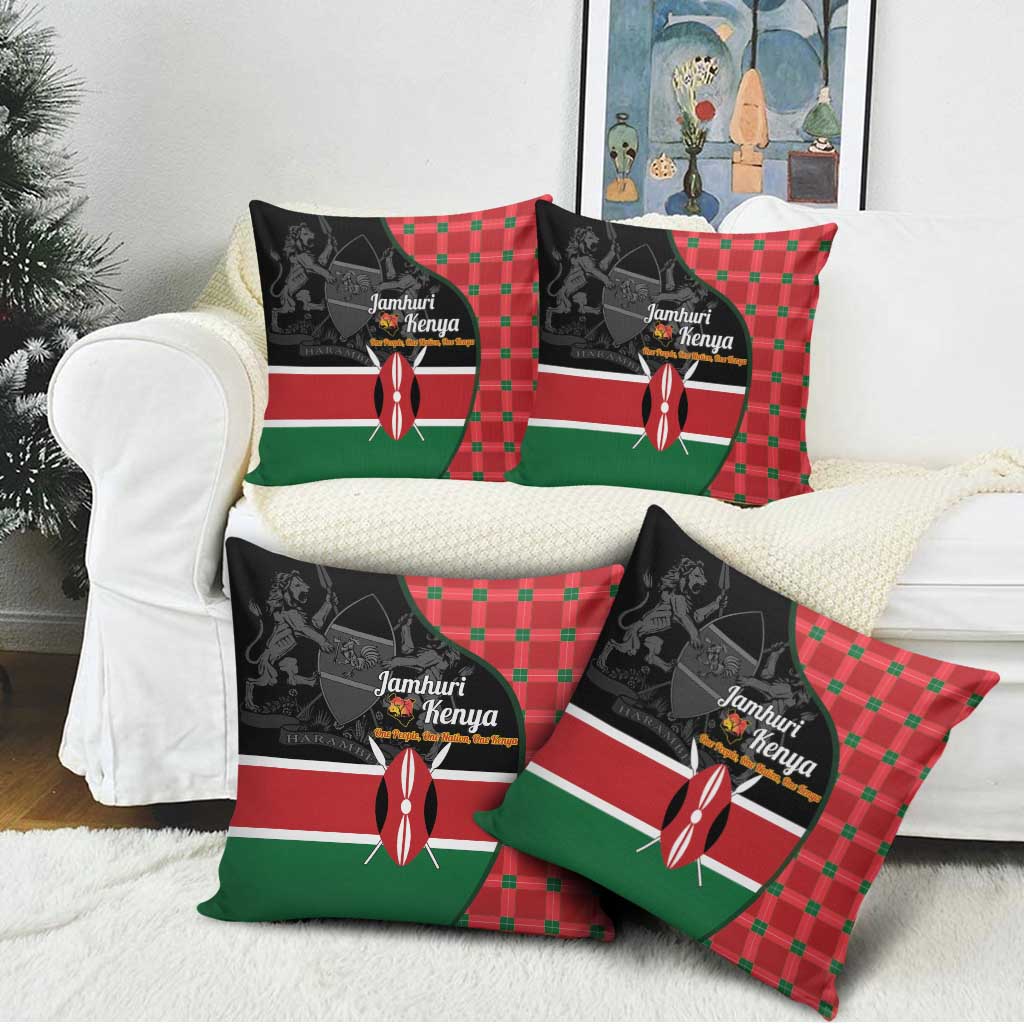 Kenya Jamhuri Day Pillow Cover One People One Nation Massai Shuka Pattern