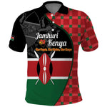 Afro Jamhuri ya Kenya Polo Shirt One People One Nation Massai Shuka Pattern LT14