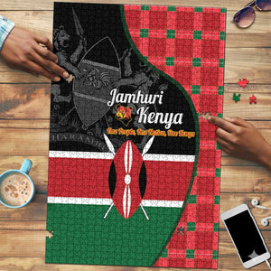 Kenya Jamhuri Day Puzzle One People One Nation Massai Shuka Pattern