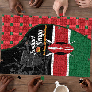 Kenya Jamhuri Day Puzzle One People One Nation Massai Shuka Pattern