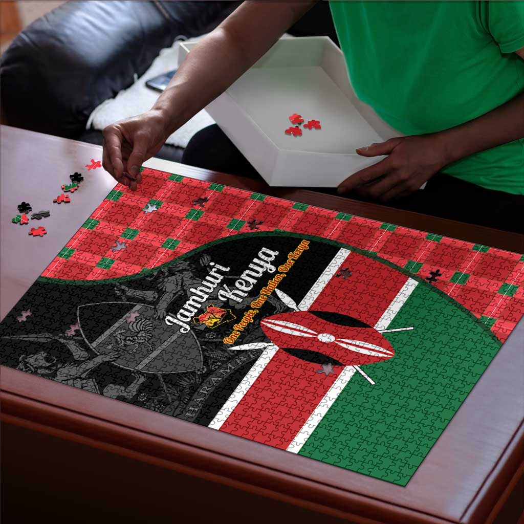 Kenya Jamhuri Day Puzzle One People One Nation Massai Shuka Pattern