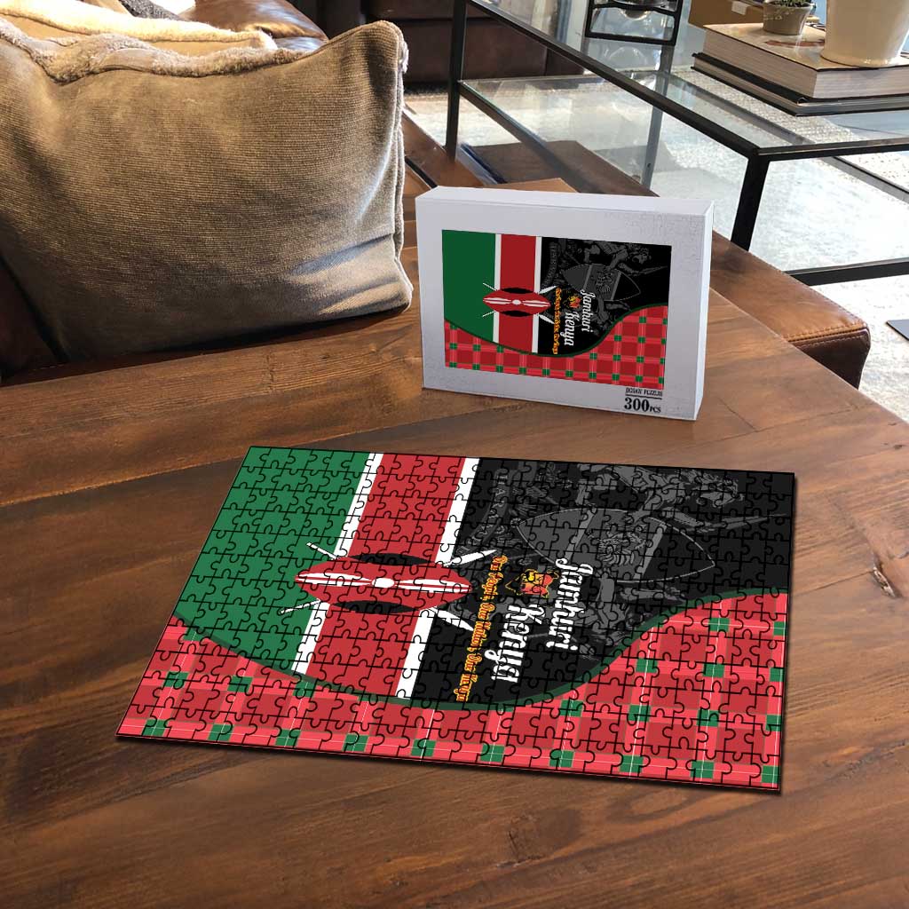 Kenya Jamhuri Day Puzzle One People One Nation Massai Shuka Pattern