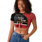 Afro Jamhuri ya Kenya Raglan Cropped T shirt One People One Nation Massai Shuka Pattern LT14