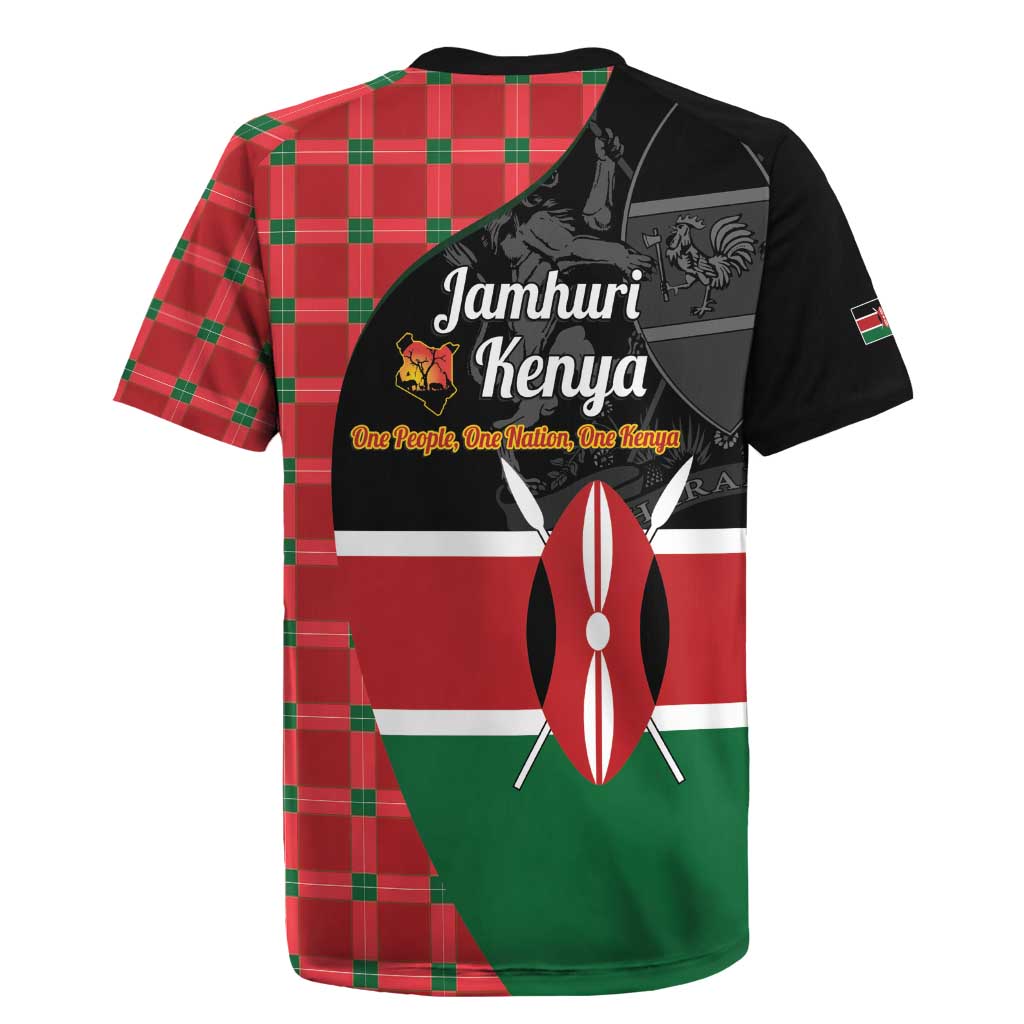 Afro Jamhuri ya Kenya Rugby Jersey One People One Nation Massai Shuka Pattern LT14
