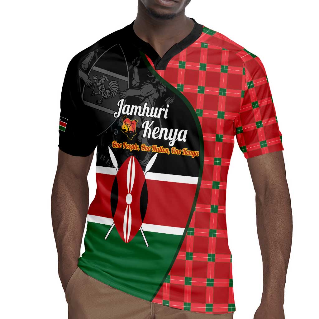 Afro Jamhuri ya Kenya Rugby Jersey One People One Nation Massai Shuka Pattern LT14