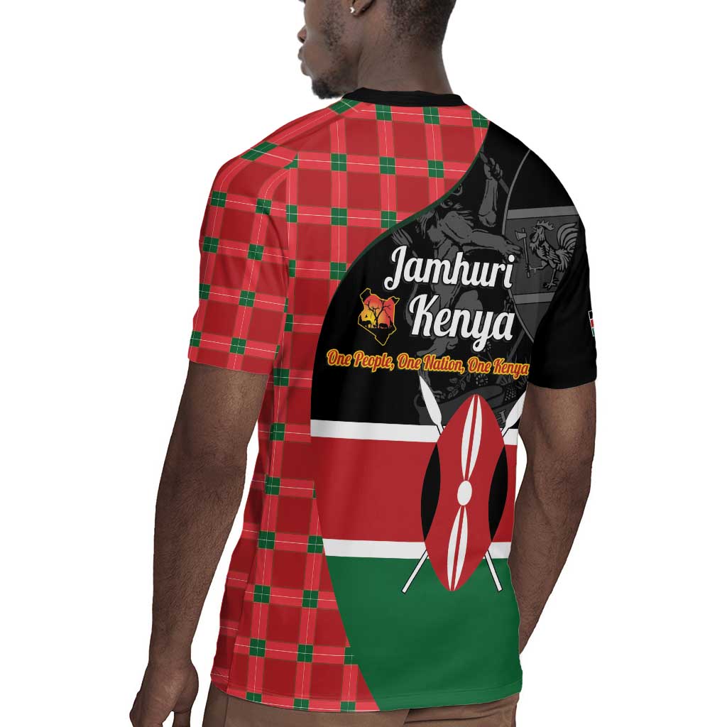 Afro Jamhuri ya Kenya Rugby Jersey One People One Nation Massai Shuka Pattern LT14
