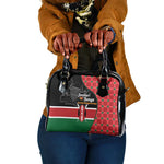 Afro Jamhuri ya Kenya Shoulder Handbag One People One Nation Massai Shuka Pattern - African Pride