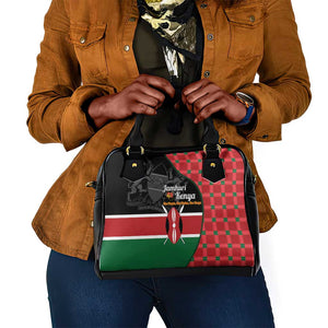 Afro Jamhuri ya Kenya Shoulder Handbag One People One Nation Massai Shuka Pattern - African Pride