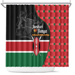 Afro Jamhuri ya Kenya Shower Curtain One People One Nation Massai Shuka Pattern - African Pride