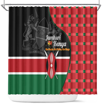 Afro Jamhuri ya Kenya Shower Curtain One People One Nation Massai Shuka Pattern - African Pride