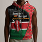 Afro Jamhuri ya Kenya Sleeveless Zip Hoodie One People One Nation Massai Shuka Pattern - African Pride