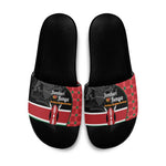 Kenya Jamhuri Day Slide Sandals One People One Nation Massai Shuka Pattern