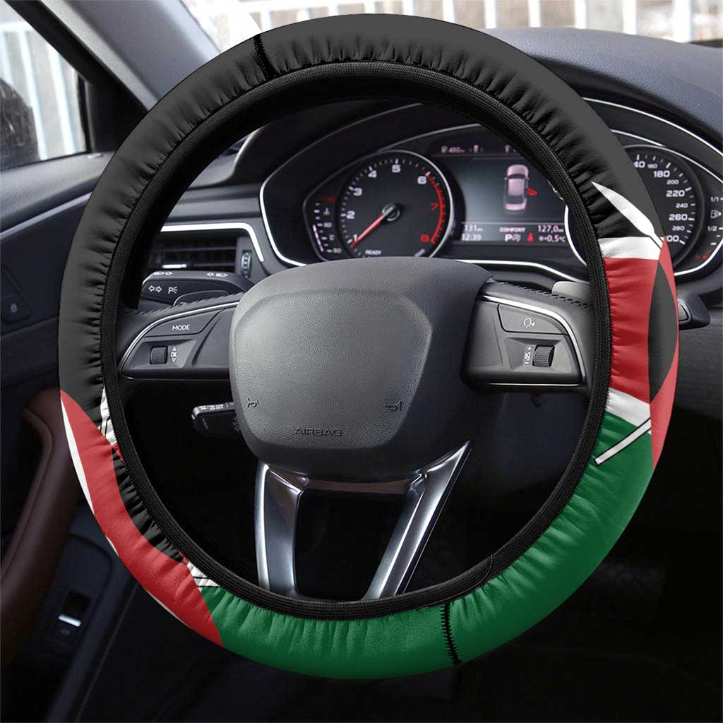 Afro Jamhuri ya Kenya Steering Wheel Cover One People One Nation Massai Shuka Pattern - African Pride