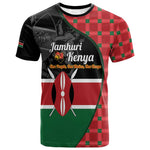Afro Jamhuri ya Kenya T shirt One People One Nation Massai Shuka Pattern LT14