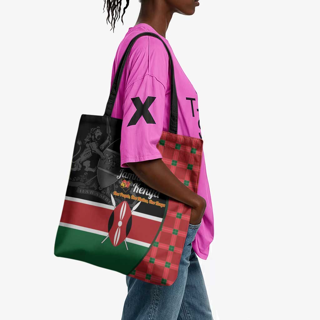 Kenya Jamhuri Day Tote Bag One People One Nation Massai Shuka Pattern