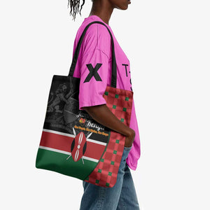 Kenya Jamhuri Day Tote Bag One People One Nation Massai Shuka Pattern