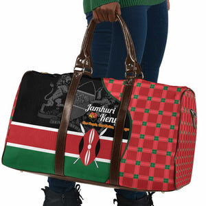 Kenya Jamhuri Day Travel Bag One People One Nation Massai Shuka Pattern