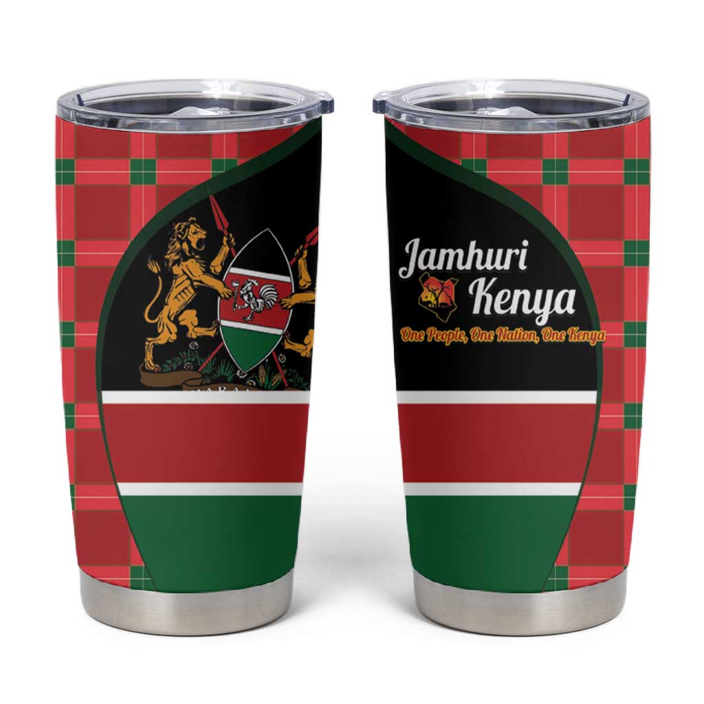 Afro Jamhuri ya Kenya Tumbler Cup One People One Nation Massai Shuka Pattern - African Pride