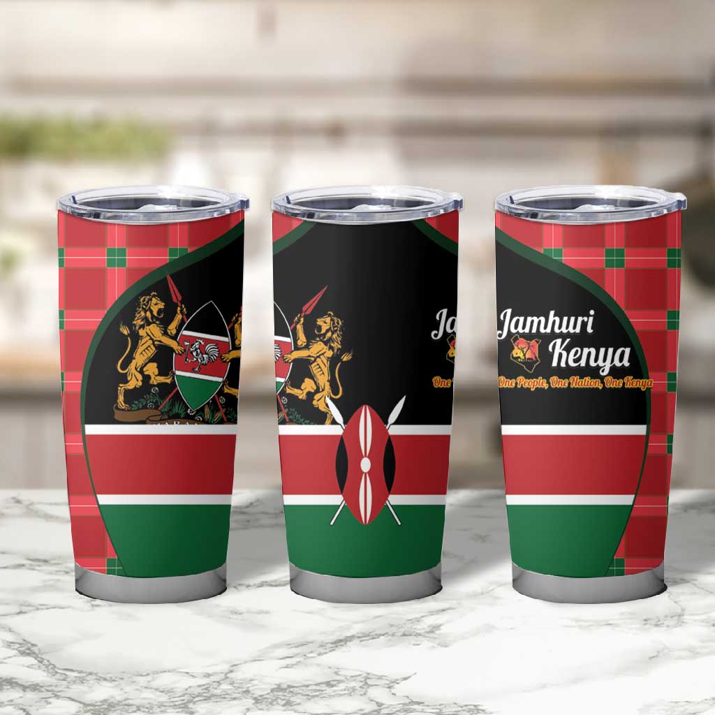 Afro Jamhuri ya Kenya Tumbler Cup One People One Nation Massai Shuka Pattern - African Pride