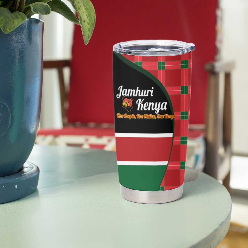 Afro Jamhuri ya Kenya Tumbler Cup One People One Nation Massai Shuka Pattern - African Pride