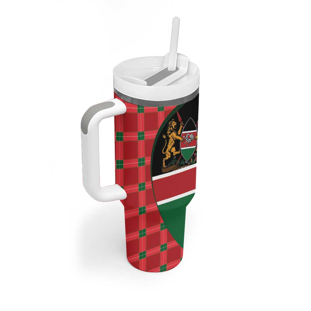 Afro Jamhuri ya Kenya Tumbler With Handle One People One Nation Massai Shuka Pattern - African Pride