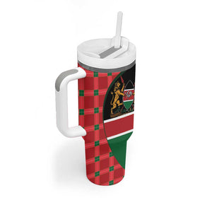 Afro Jamhuri ya Kenya Tumbler With Handle One People One Nation Massai Shuka Pattern - African Pride