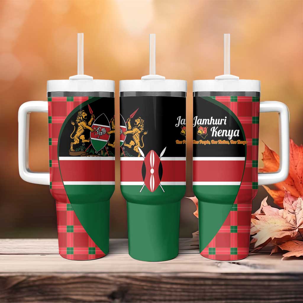 Afro Jamhuri ya Kenya Tumbler With Handle One People One Nation Massai Shuka Pattern - African Pride