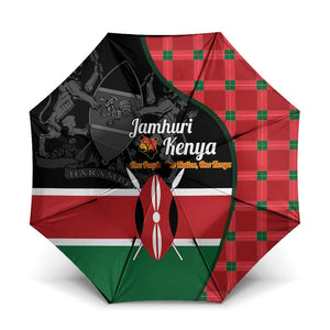 Kenya Jamhuri Day Umbrella One People One Nation Massai Shuka Pattern