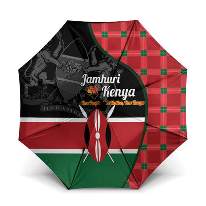 Kenya Jamhuri Day Umbrella One People One Nation Massai Shuka Pattern
