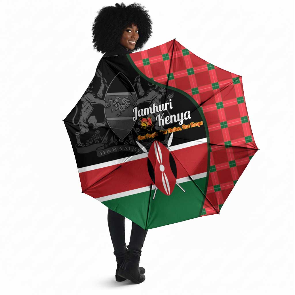 Kenya Jamhuri Day Umbrella One People One Nation Massai Shuka Pattern