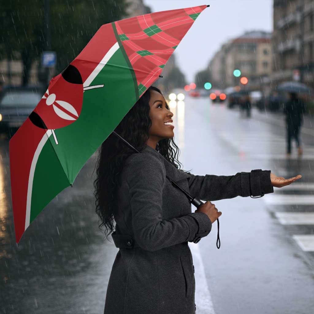 Kenya Jamhuri Day Umbrella One People One Nation Massai Shuka Pattern