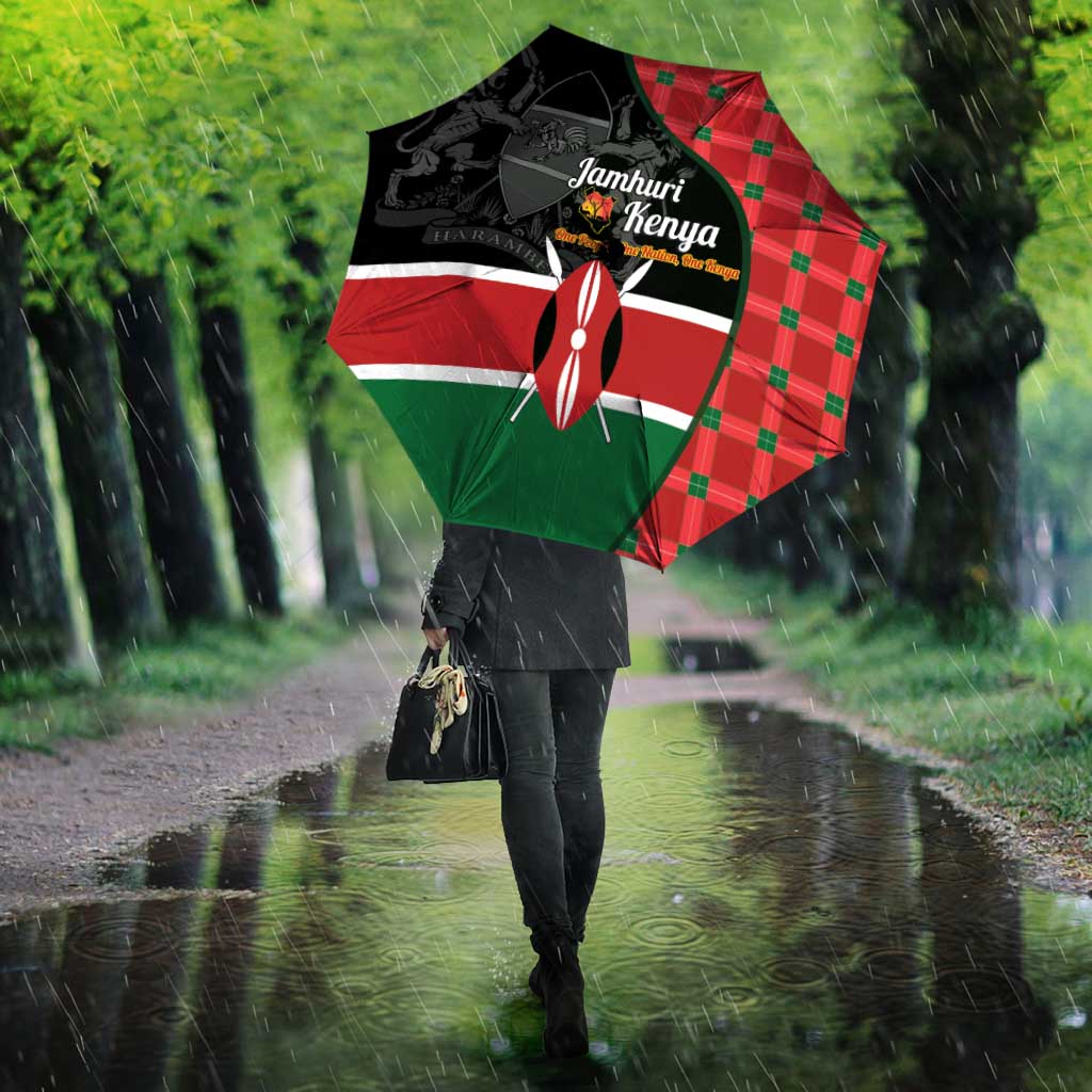 Kenya Jamhuri Day Umbrella One People One Nation Massai Shuka Pattern