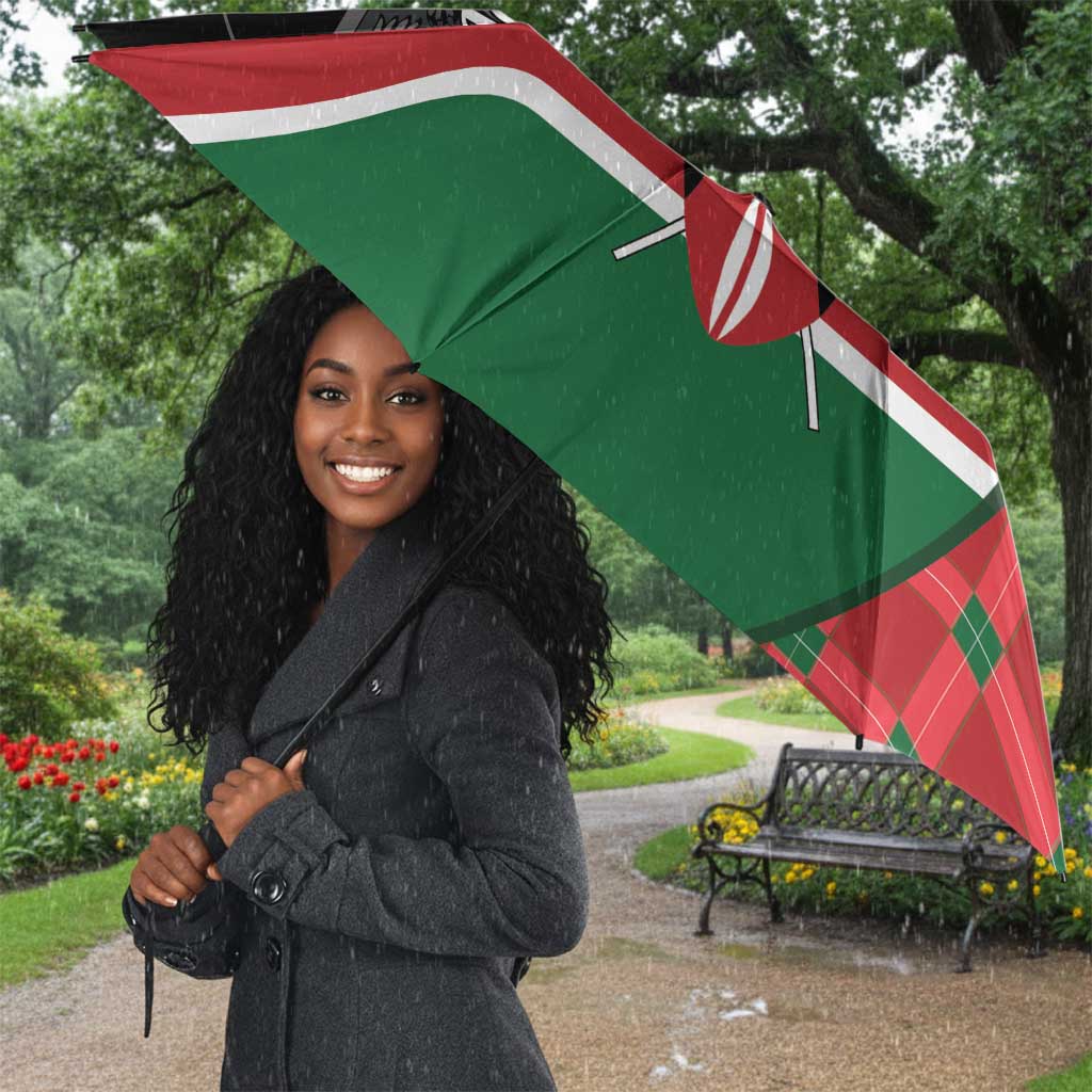 Kenya Jamhuri Day Umbrella One People One Nation Massai Shuka Pattern